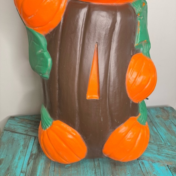 Vintage Halloween Blow Mold Pumpkin Jack o'lantern Tree, Plastic Lawn Yard Decor - Picture 15 of 16